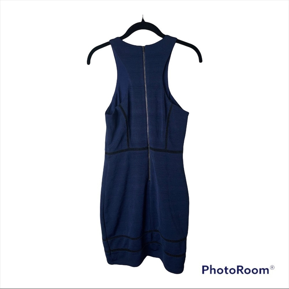 Adelyn Rae Navy Lace Inset Racerback Bodycon Mini Dress Small - Picture 4 of 7